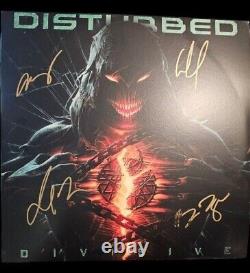 Disturbed Signed Autographed DIVISIVE vinyl. Red and black splatter