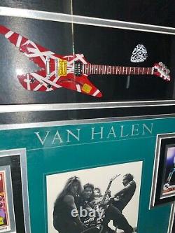 Eddie Van Halen David Lee Roth autographed album vinyl LP framed guitar JSA COA