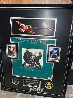 Eddie Van Halen David Lee Roth autographed album vinyl LP framed guitar JSA COA