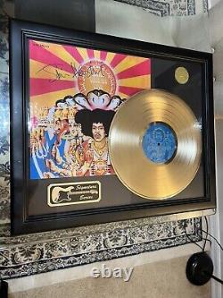 JIMI HENDRIX SIGNED PRINT VINYL 24KT GOLD LP Axis Bold As Love With COA 18x22