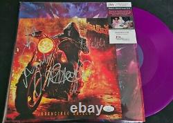 Judas Priest Band Signed Autographed Invincible Shield JSA Purple Record Vinyl