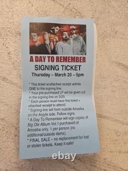 SIGNED A Day To Remember Big Ole Album vinyl LP record Autographed