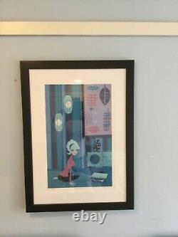 Shag Josh Agle Retro Blue Miles Vinyl Record Hi-Fi Serigraph Framed Art Print