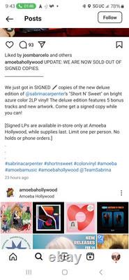 Signed Sabrina Carpenter Short n' Sweet Deluxe Edition Vinyl Autographed Azure