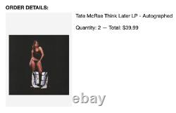Tate McRae Autographed Signed Think Later Black Vinyl LP NEWBURY COMICS #1