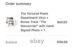 The Tortured Poets Department Vinyl + Bonus Track + Hand Signed Photo PRESALE