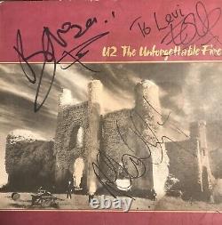 U2 Signed All 4 Members Unforgettable Fire Autograph Vinyl LP Larry Mullen Bono