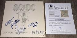 Ac/dc Signed Flick Of The Switch Vinyl Album Angus Jeunes +3 Avec Bas Loa Beckett