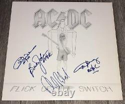 Ac/dc Signed Flick Of The Switch Vinyl Album Angus Jeunes +3 Avec Bas Loa Beckett