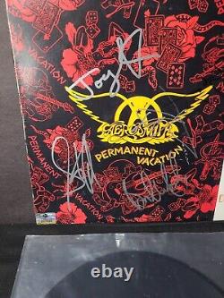 Aerosmith Vacances Permanentes Autographié Vinyl Cover Album Tous 5 Membres