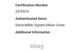 Album vinyle signé par Steve Miller - Grands succès avec certificat d'authenticité