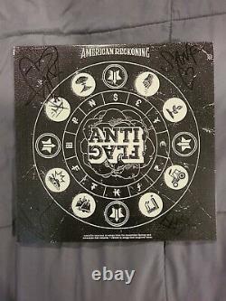 Anti-flag American Reckoning White Vinyl Signé Par Tout Le Groupe