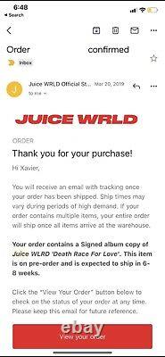 Authentic Juice Wrld Signé Vinyl Death Race For Love Album Lp Autographié