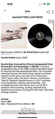 Beastie Boys Licensed To Ill 1986 GF - Signé par tous les membres - Copie promotionnelle
