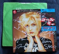 Blondie Band Signée par tous (6) Call Me 45 Disque Vinyle Couverture Debbie Harry