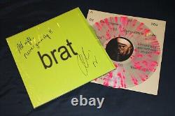 Charli XCX Brat SIGNÉ/ECRIT À LA MAIN & PERSONNALISÉ 12 Vinyle LP Rose éclaboussé