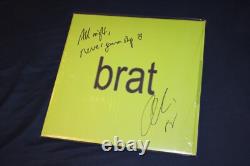 Charli XCX Brat SIGNÉ/ECRIT À LA MAIN & PERSONNALISÉ 12 Vinyle LP Rose éclaboussé