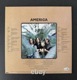 DEWEY BUNNELL SIGNÉ ALBUM VINYLE LP ÉPONYME D’AMERICA AVEC INSCRIPTION LYRIQUE JSA