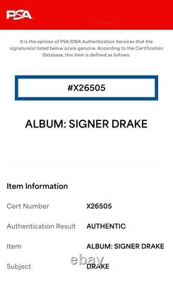Disque Vinyle de l'Album Views Autographié par Drake avec Authentification PSA OVO Rap Hip Hop