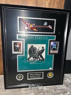 Eddie Van Halen David Lee Roth Album Autographié Vinyle Lp Guitare Encadré Jsa Coa