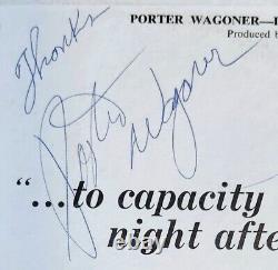 Enregistrement vinyle LIVE de Porter Wagoner en personne, AUTOGRAPHIÉ - W7350A