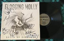 Flogging Molly Autographied Speed Of Darkness Vinyl Lp Signé Record Dave King