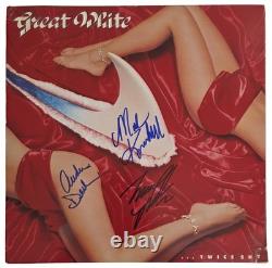 Great White signé deux fois Shy Album COA preuve exacte disque vinyle autographié