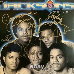 Jacksons Triumph Vinyl Lp Record Signé Par Michael Jackson & 5 Jacksons Coa