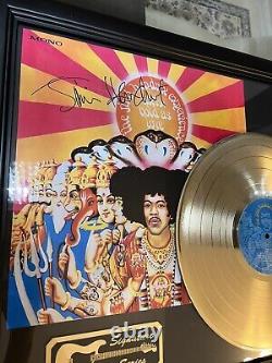 Jimi Hendrix Signed Print Vinyl 24kt Gold Lp Axis Bold Comme L'amour Avec Coa 18x22