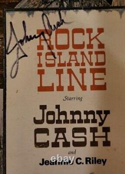 Johnny Cash Autographié Rock Island Line Lp 33 RPM Avec Coa