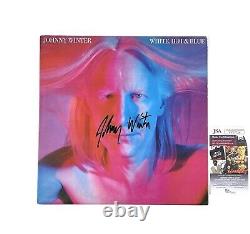 Johnny Winter Signé Vinyl Record White, Hot & Blue Jsa Coa Blues Guitar Legend