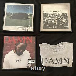 Lot de vinyles Kendrick Lamar GKMC TPAB & DAMN signés avec cadres + T-shirt TDE