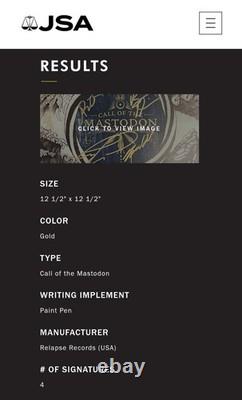 Mastodon SIGNÉ Appel Du Mastodon 12 Vinyle Jaune Album Brent Hinds JSA COA