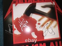 Metallica Kill Em All Autographié Par 3 Album Lp Couverture Vinyle Garantie 100%