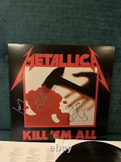 Metallica Kill Em All Autographié Par 3 Album Lp Couverture Vinyle Garantie 100%