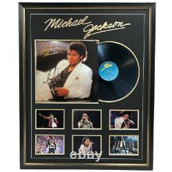 Michael Jackson Hand Signé Framed Thriller Vinyl Album Record Certificate