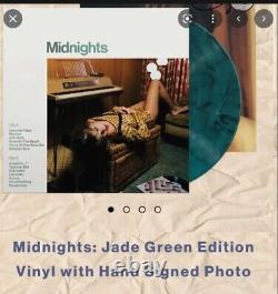 Taylor Swift Midnights Vinyl Signé À La Main Photo Jade Green Edition Livraison Gratuite