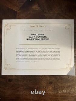 Vinyle LP signé par David Bowie Scary Monsters Super Creeps Record autographié.